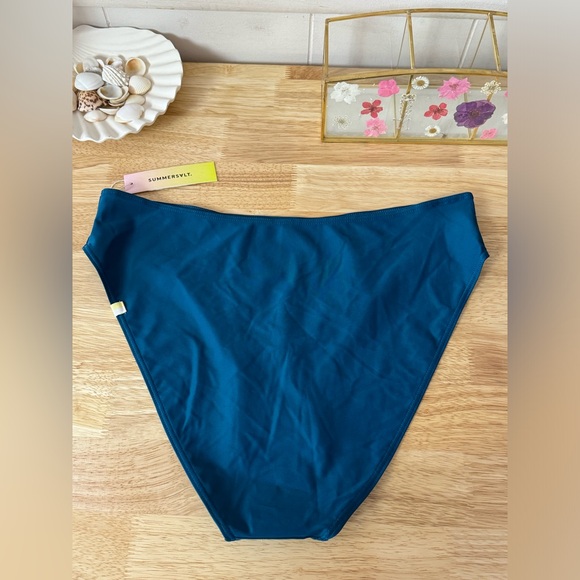 NWT Summersalt The High Leg Mid Rise Bikini Bottom In Blue Size 10 Beach Summer - Picture 6 of 11